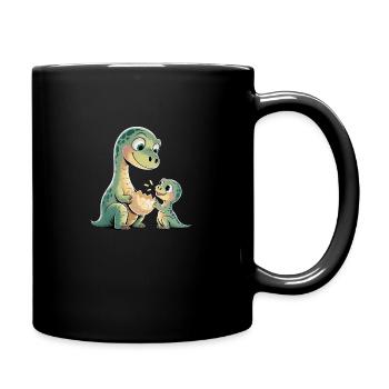 Dinosaurier mit Baby-Dinosauriern - Tasse einfarbig - Schwarz - Rechts