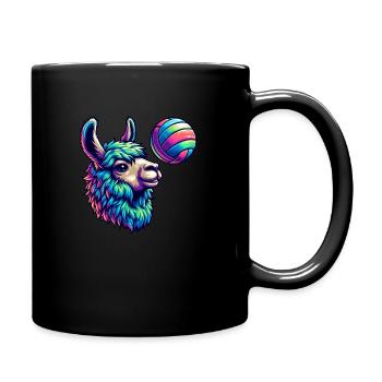 Buntes Lama Mit Ball Kunstwerk - Tasse einfarbig - Schwarz - Rechts