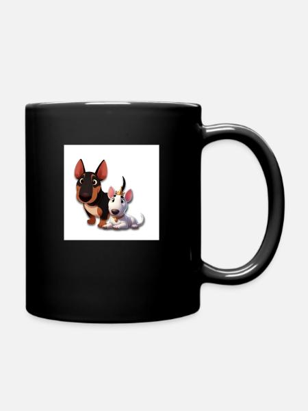 Cartoon miniatur bullterrier - Tasse einfarbig - Schwarz