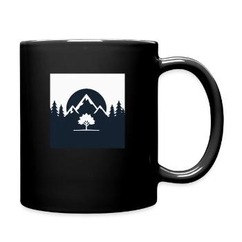 Berg- und Baumlandschaft Design - Tasse einfarbig - Schwarz - Rechts