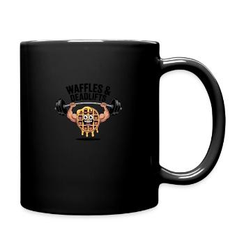 Waffles & Deadlifts - Full Colour Mug - black - Right