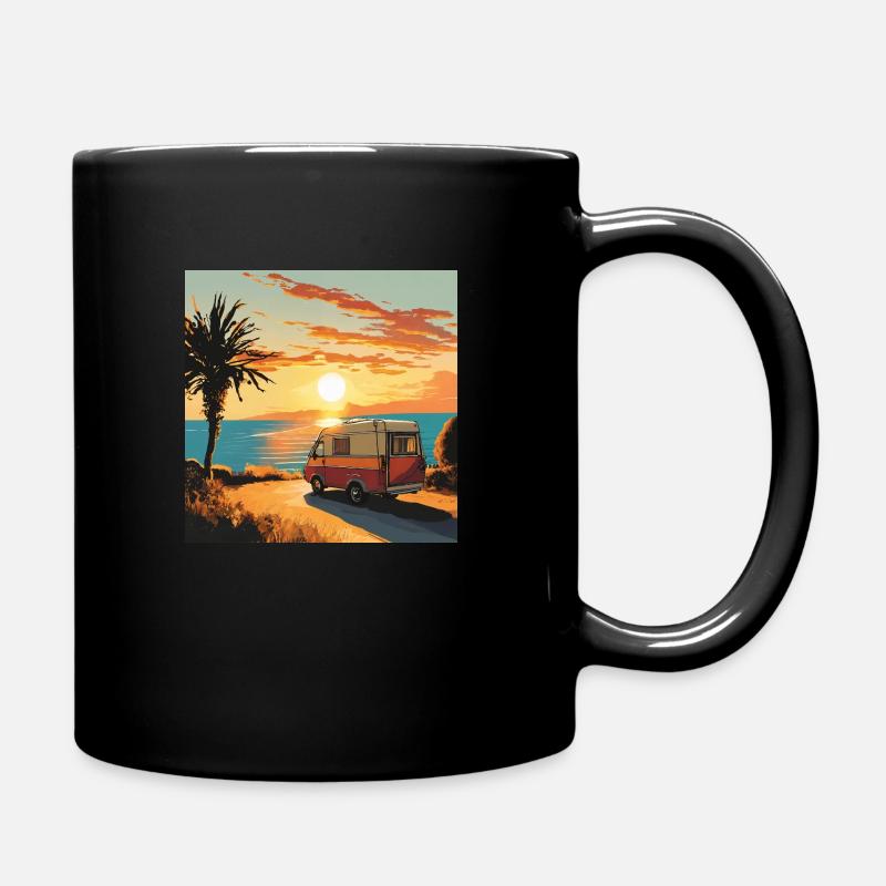 Vanlife into the sun - Tasse einfarbig - Schwarz