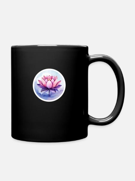Fleur de lotus rose et violette - Mug uni - noir