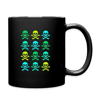 Skull / Pattern / Green - Full Colour Mug - black - Right