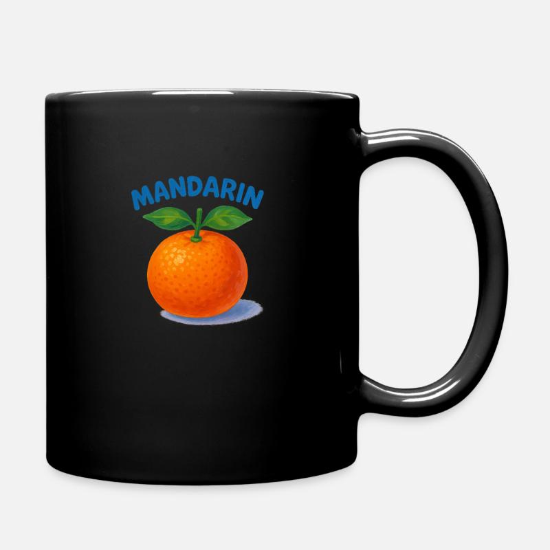 Cheerful tangerine illustration - Full Colour Mug - black