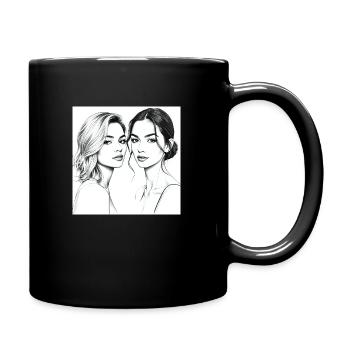 Elegante Frauenportraits in Schwarz-Weiß - Tasse einfarbig - Schwarz - Rechts