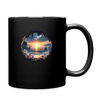 Sonnenuntergang über der mystischen Küste - Tasse einfarbig - Schwarz - Rechts