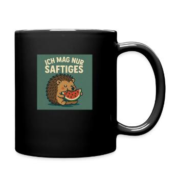 Ich mag nur Saftiges - Tasse einfarbig - Schwarz - Rechts