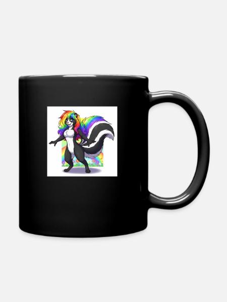 Enchanted World (Rainbow-Haired Skunk) - Full Colour Mug - black