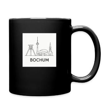 Bochum Skyline Minimalistisch - Tasse einfarbig - Schwarz - Rechts