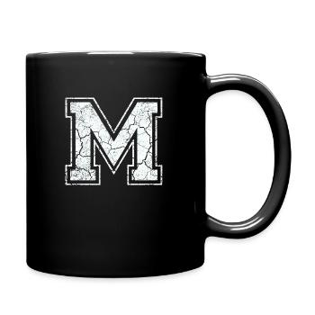 Letter of m in white in Used Look - Full Colour Mug - black - Right