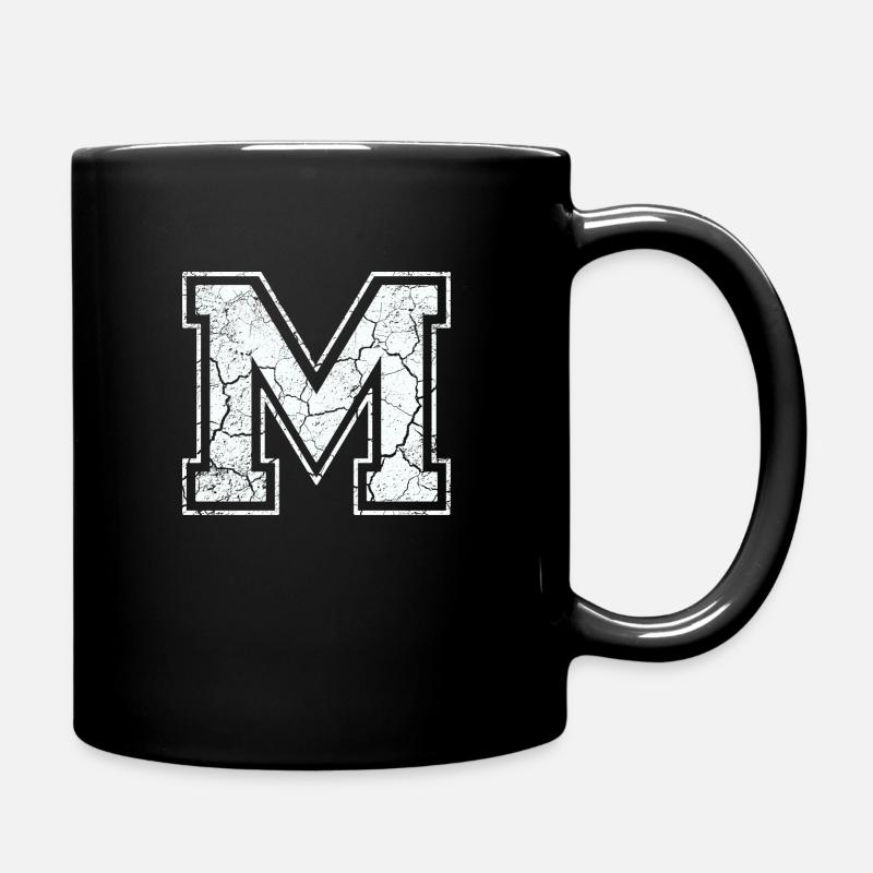 Buchstabe M in weiß im Vintage-Look - Tasse einfarbig - Schwarz