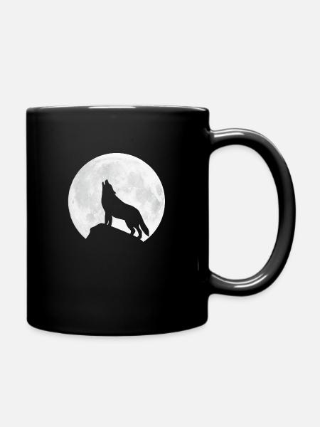 Heulender Wolf - Mond - Tasse einfarbig - Schwarz