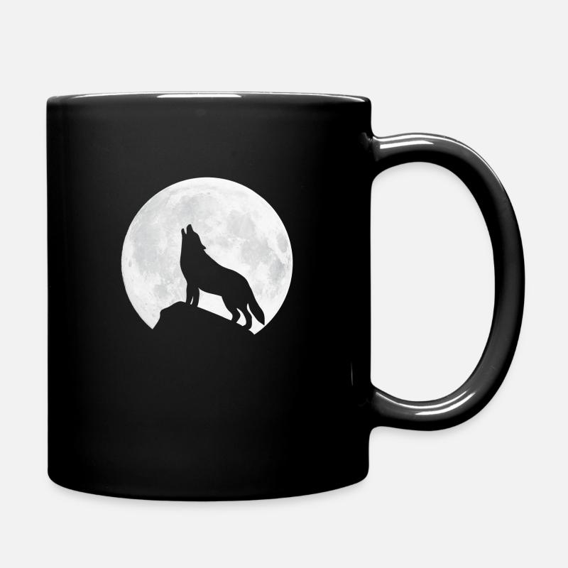 Heulender Wolf - Mond - Tasse einfarbig - Schwarz