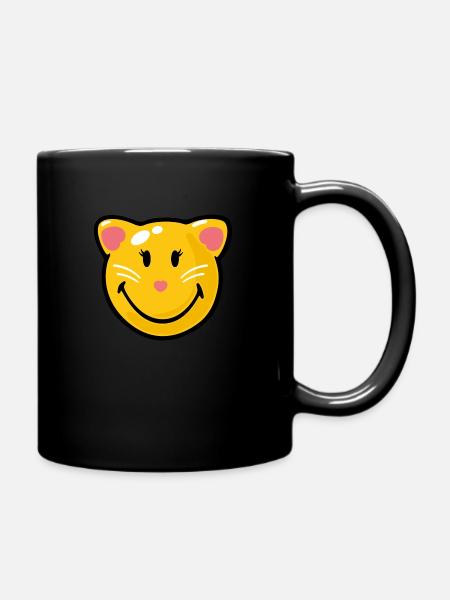 Smiley Cat - Tasse einfarbig - Schwarz