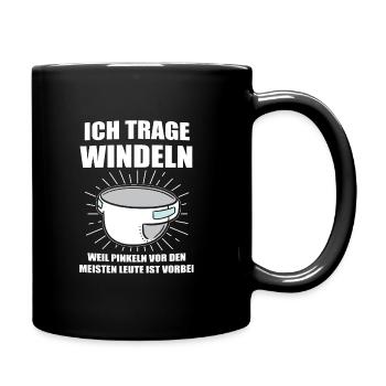 ABDL Windel Adult Baby Geschenk - Tasse einfarbig - Schwarz - Rechts