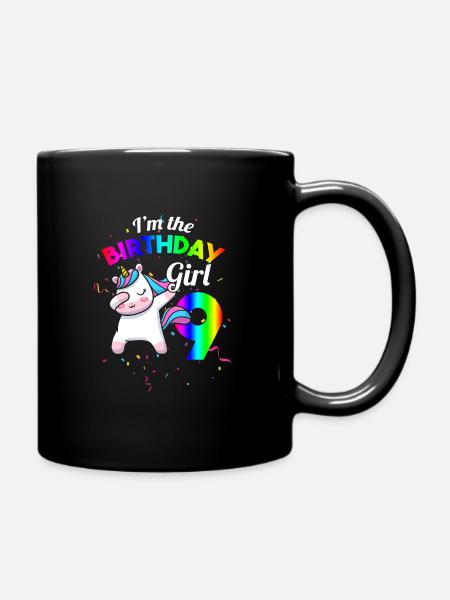Geburtstag Mädchen 9.Geburtstag Einhorn Geschenk - Tasse einfarbig - Schwarz