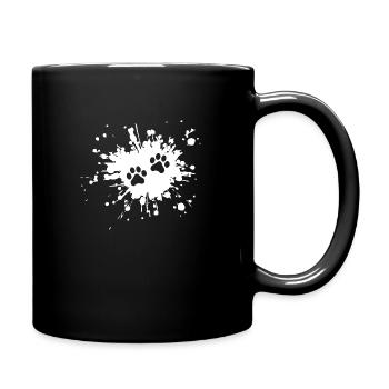 Hunde Pfoten Abdruck - Tasse einfarbig - Schwarz - Rechts