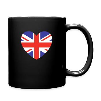 Britische Herz-Flagge - Tasse einfarbig - Schwarz - Rechts