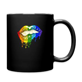 LGBTQ Lippen - Küss wen du willst Stolz - Tasse einfarbig - Schwarz - Rechts