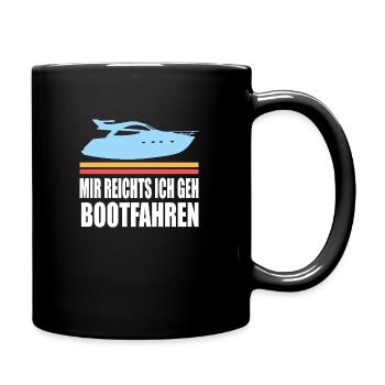 Motorboot Sportboot Kapitän Spruch - Tasse einfarbig - Schwarz - Rechts