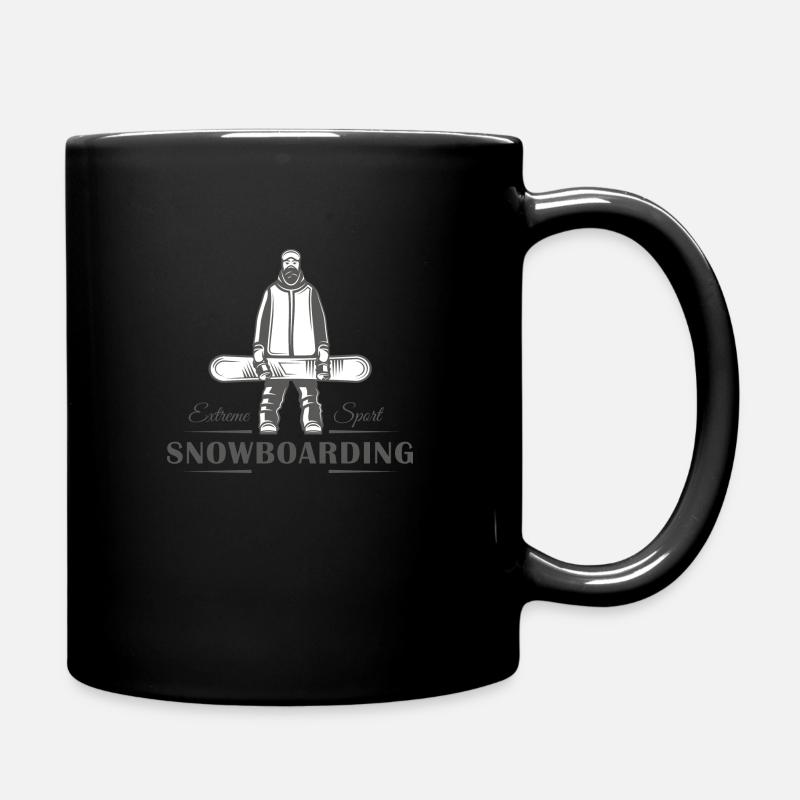 Snowboarder hält sein Snowboard. - Tasse einfarbig - Schwarz
