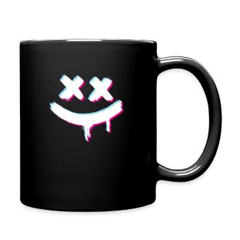 Smiley Smile Glitch Böse - Tasse einfarbig - Schwarz - Rechts