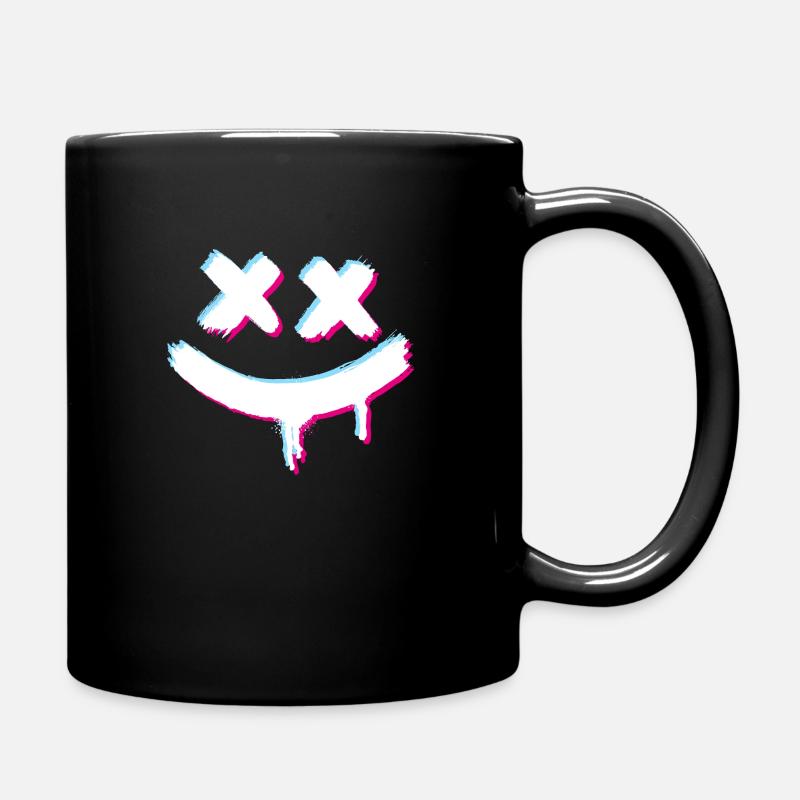 Smiley Smile Glitch Böse - Tasse einfarbig - Schwarz