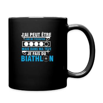 Je fais du biathlon cadeau humour biathlete - Mug uni - noir - Droite
