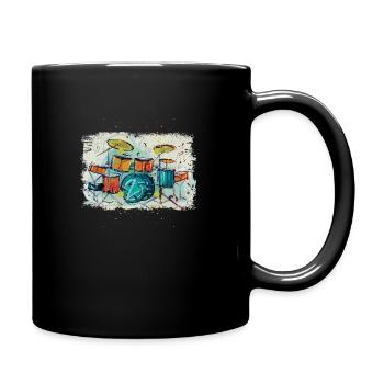 Abstract Art Drums Musician Music Band Water Color - Tasse einfarbig - Schwarz - Rechts