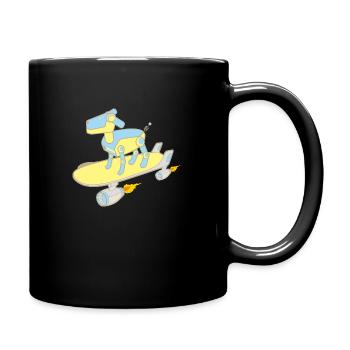 vintage dog robot skateboard - Full Colour Mug - black - Right