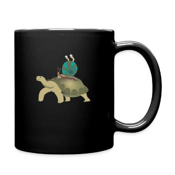Tortue avec escargot - Mug uni - noir - Droite
