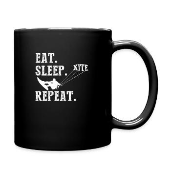 Kiteboarding Kite Kiten - Eat Sleep Kite Kitesurfe - Tasse einfarbig - Schwarz - Rechts