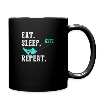 Kiteboarding Kite Kiten - Eat Sleep Kite Kitesurfe - Tasse einfarbig - Schwarz - Rechts