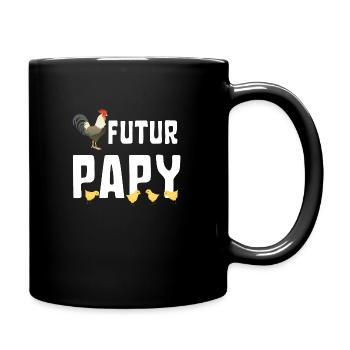 Futur Papy Coq avec Poussins Humour Grossesse - Mug uni - noir - Droite