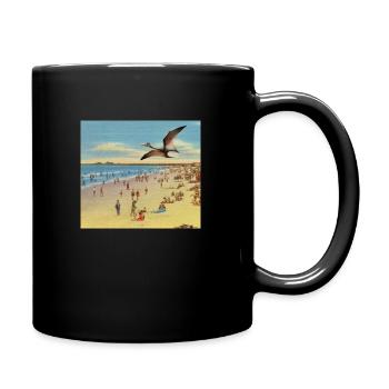 Flugsaurier am Strand - Tasse einfarbig - Schwarz - Rechts