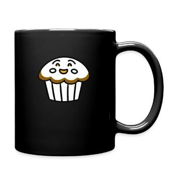 Niedlicher Muffin mit Gesicht Vektor - Tasse einfarbig - Schwarz - Rechts