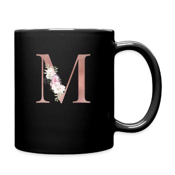 Monogramme M Floral personnalisable - Mug uni - noir - Droite