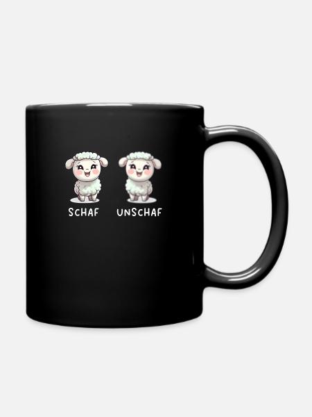 Süßes Schaf Unschaf Cooler Schaf Unschaf Spruch - Tasse einfarbig - Schwarz