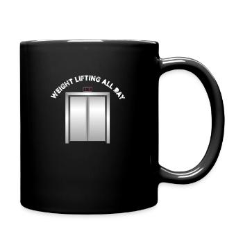 Weight lifting All Day elevator mechanic - Full Colour Mug - black - Right