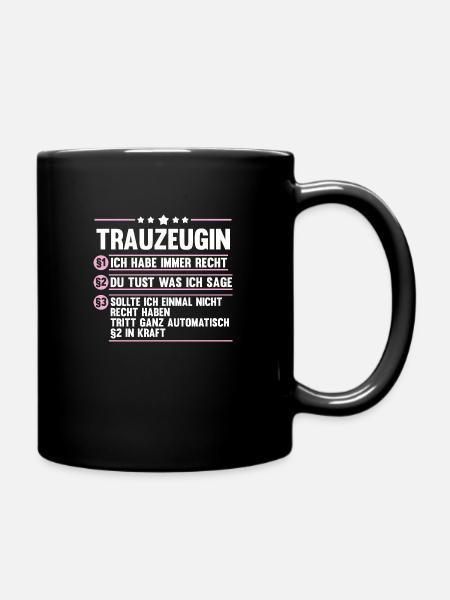 Hochzeit Junggesellenabschied Trauzeugin - Tasse einfarbig - Schwarz