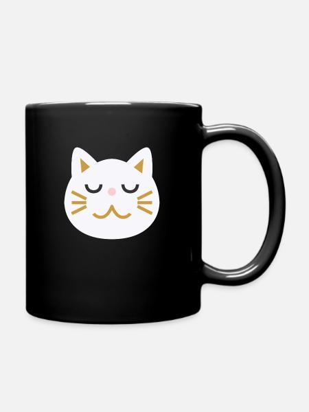 Japanisches Katzengesicht L weiß - Tasse einfarbig - Schwarz