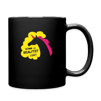 Mein Einhorn lebt - Tasse einfarbig - Schwarz - Rechts