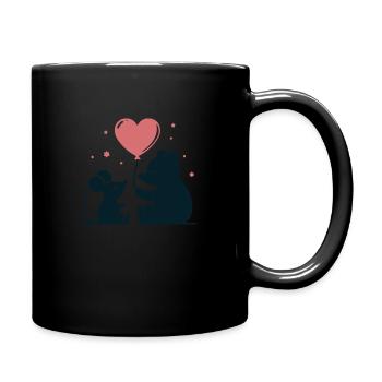 Ours Et Souris, Ballon, Cœur, Amour, Enfants - Mug uni - noir - Droite