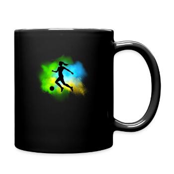 Coloré Femme Joueur De Football Fille Et Femmes Motif De Football - Mug uni - noir - Droite