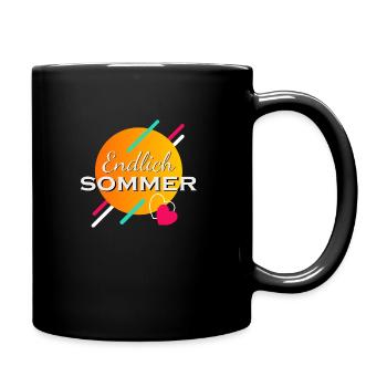 Endlich Sommer - Tasse einfarbig - Schwarz - Rechts