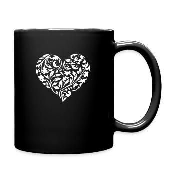Herz Symbol Pflanzen Natur Garten - Tasse einfarbig - Schwarz - Rechts