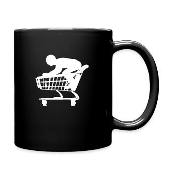 Bad ace man in shopping cart - Full Colour Mug - black - Right
