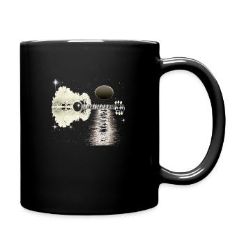 Akustische Gitarre in Romantischem Mondlicht - Tasse einfarbig - Schwarz - Rechts
