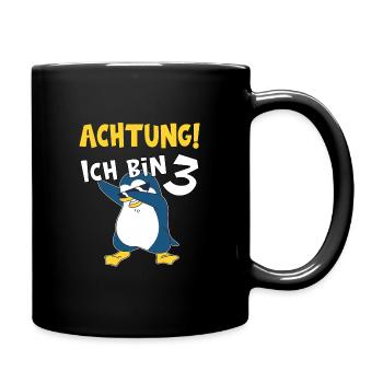 3. Geburtstag Pinguin Geschenk 3 Jahre - Tasse einfarbig - Schwarz - Rechts